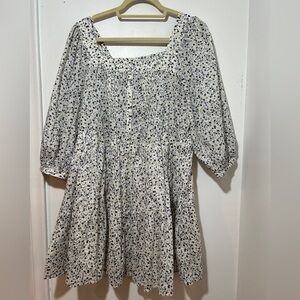 Rails Pippa Watercolour  buds Blue and Cream Floral baby doll dress Size M